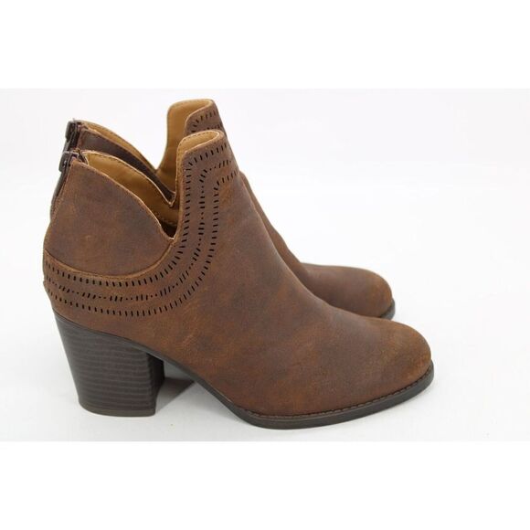 Natural Soul Tapas Womens 7.5 Brown Block Heel Bootie Back Zipper - Picture 6 of 11